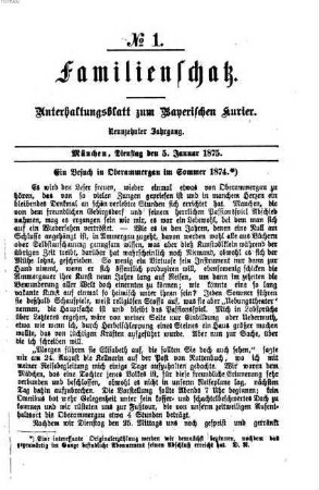 Familienschatz : tägliche Unterhaltungsbeilage zum Bayerischen Kurier. 1875 = Jg. 19