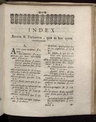 Index Rerum & Verborum, quæ in hoc opere continentur.