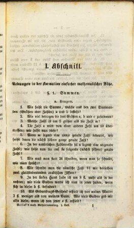 Sammlung arithmetischer und algebraischer Aufgaben, 2. Sammlung algebraischer Aufgaben