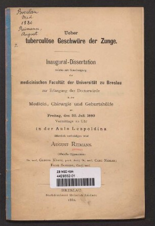 Ueber tuberculöse Geschwüre der Zunge