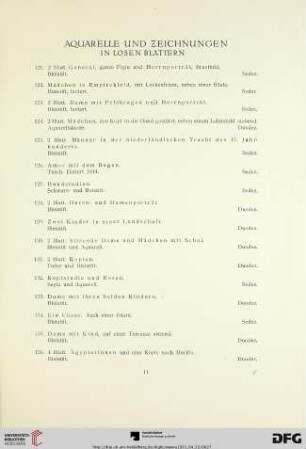 Aquarelle und Zeichnungen in losen Blättern (Nr. 121-162)