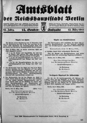 14. Sonderausgabe, 12. März 1941