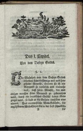 Das I. Capitel. Von dem Daseyn Gottes.