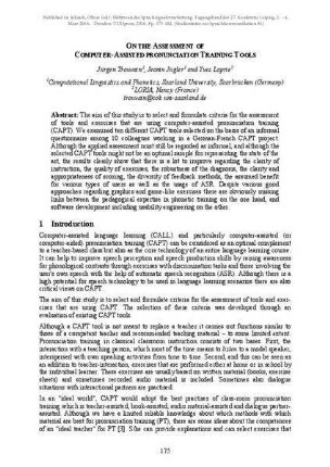 On the assessment of computer-assisted pronunciation training tools