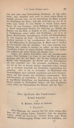 67-86 Drei Quelleorte des Pantheismus : 1. Spinoza