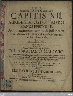 Exegesis Anti-Grotiana capitis XII apostoli ad Romanos epistolae