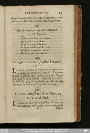 XXI. Sur la magnificence des bâtimens, par Mr. Gombaud.