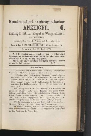 6. 30. Juni 1878
