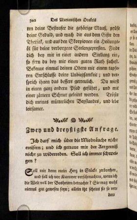 302-312, Zwey und dreyßigste Anfrage