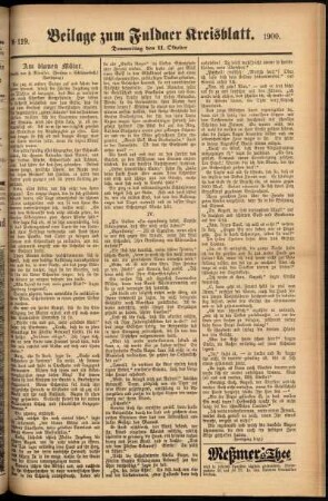 Zweite Ausgabe vom Donnerstag, den 11. Oktober 1900.