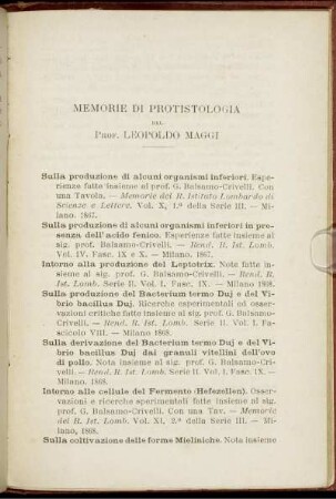 Memorie Di Protistologia