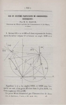 Sur un système particulier de coordonnées curvilignes.