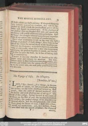 The Voyage of Life. An Allegory.