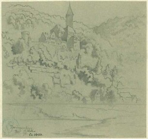 Zwingenberg Blick vom Neckar auf die Burg