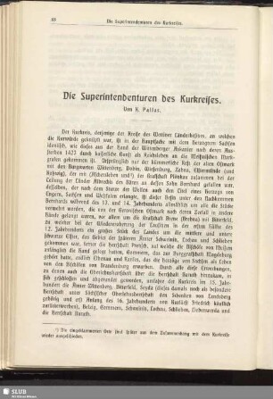 Die Superintendenturen des Kurkreises