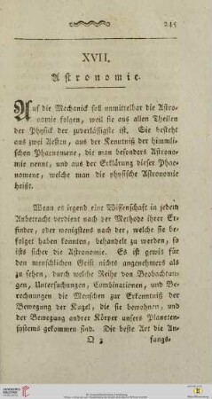 XVII. Astronomie