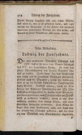 Achte Abtheilung. Ludwig der Funfzehnte