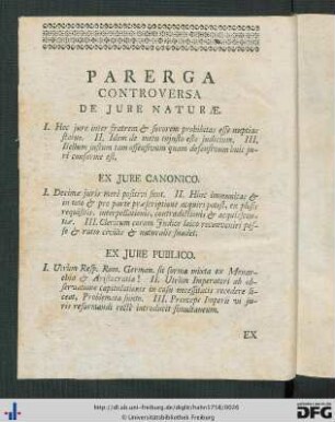 Parerga Controversa.