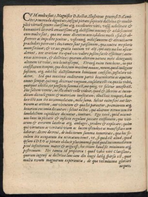 Cum multa sint, Magnifice D. Rector, Illustres ac generosi D. Comites, reverenda dignitate, insigni pietate, sapienti doctrina ...