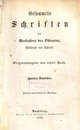 Gesammelte Schriften des Verfassers der Ostereier, Christoph von Schmid, 2