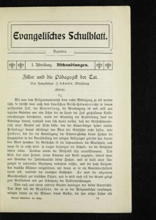 Ziller und die Pädagogik der Tat : (Schluß)