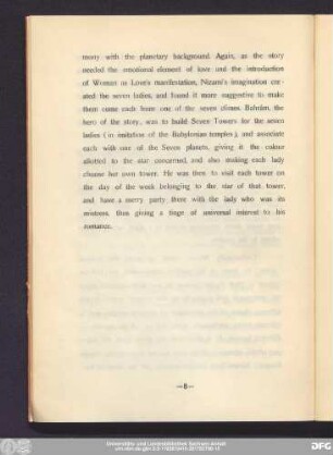 The Number 'Seven' and Nizami's Haft Paykar (the Seven Images)