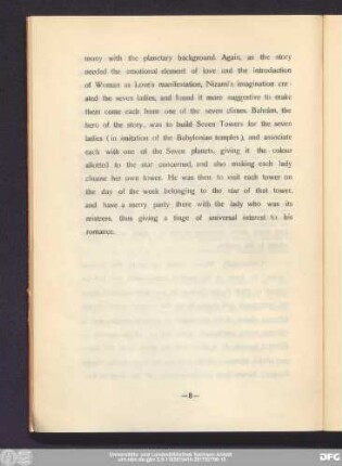 The Number 'Seven' and Nizami's Haft Paykar (the Seven Images)