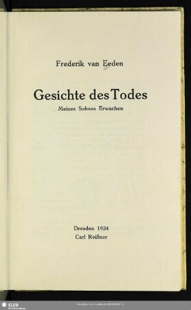 Gesichte des Todes : meines Sohnes Erwachen