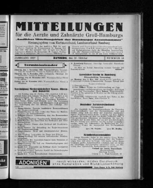 Jahrgang 1927, Hamburg, den 30. Oktober, Nummer 44