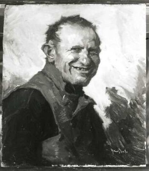 Bildnis eines lachenden Mannes : Bildnis eines lachenden Mannes. Ölgemälde (vor 1942; H. Best)