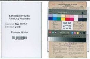 Entnazifizierung Walter Frowein , geb. 07.10.1893 (Bandwirker)