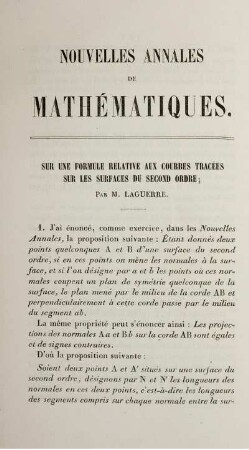 Sur une formule relative aux courbes trachées sur les surfaces du second ordre.