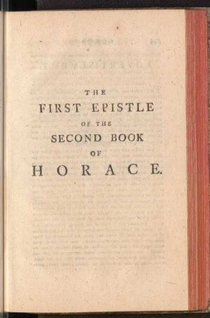 The First Epistle of the Second Book Of Horace