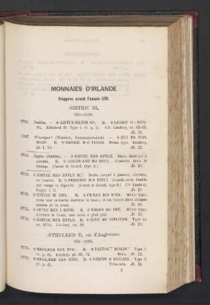 Monnaies d'Irlande frappées avant l'année 1172
