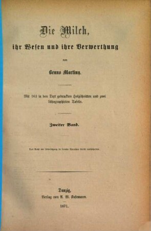 Die Milch, ihr Wesen und ihre Verwerthung, 2