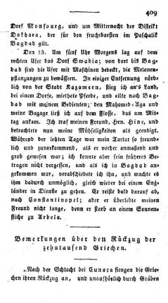 Bemerkungen über den Rückzug der zehntausend Griechen.