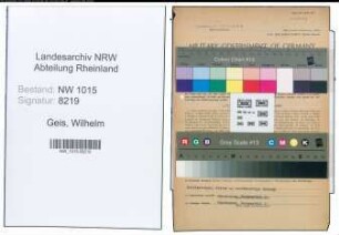Entnazifizierung Wilhelm Geis , geb. 06.03.1885 (Vermessungstechniker)