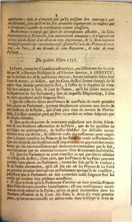Arresté du 17 Février 1756.