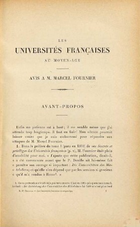 Les universités françaises au moyen-âge : avec des documents inédits
