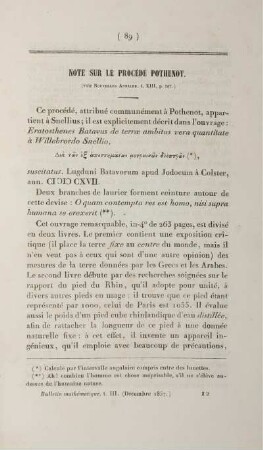 Note sur le procédé pothenot.