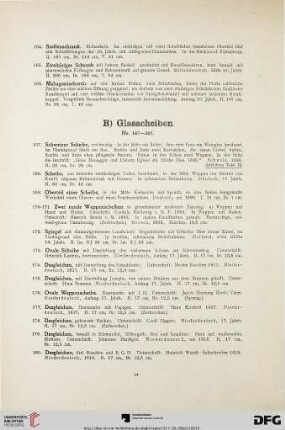 B) Glasscheiben (Nr. 167-207)