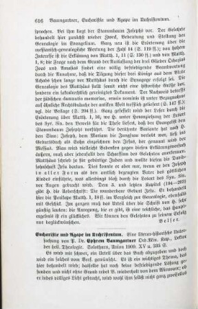 616-618 [Rezension] Baumgartner, Ephrem, Eucharistie und Agape im Urchristentum