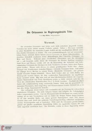 Die Ortsnamen im Regierungsbezirk Trier