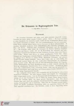 Die Ortsnamen im Regierungsbezirk Trier