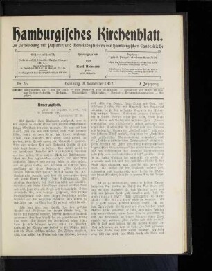 Nr. 36. Hamburg, 8. September 1912. 9. Jahrgang.