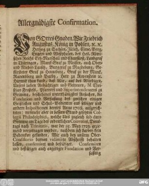Allergnädigste Confirmation.