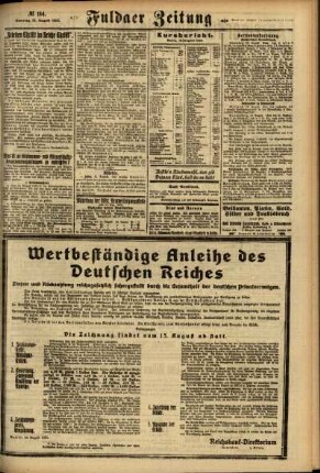 Zweite Ausgabe vom Sonntag, den 12. August 1923.