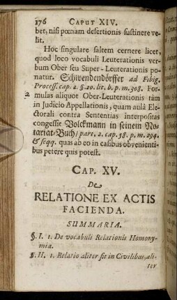 Cap. XV. De Relatione Ex Actis Facienda.
