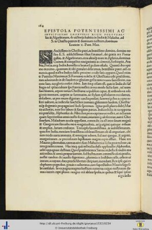 Epistola Emanuelis regis Portugalliae ad Leonem X. Pont. Max. de victoriis habitis in India et Malacha etc.