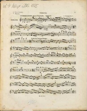 Introduction, Variationen u. Finale über ein Thema von Nägeli : Lied: Kennt ihr das Land ; für Pianoforte und Violine ; op. 6